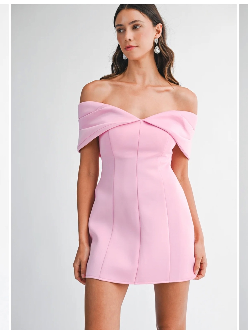 Off-Shoulder Pink Mini Dress